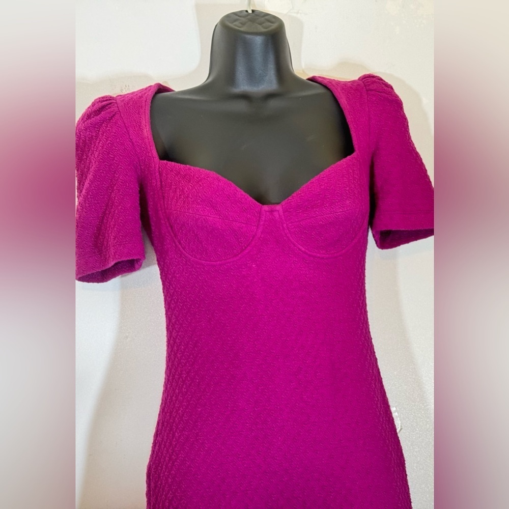 Betsey Johnson Pinup Sweetheart Neck Bodycon Mini Dress - Magenta | S - Picture 5 of 13
